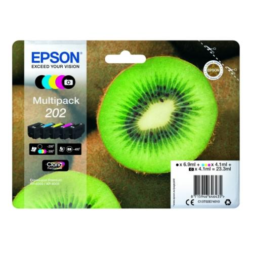 Epson cartucho de tinta negro / foto negra / cian / magenta / amarillo (C13T02E74010 / 202) (multipack)